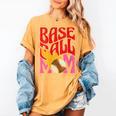 Baseball Mom Game Day Trendy Pink Leopard Mama Women's Comfort Colors T-Shirt Mustard