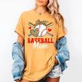 Baseball Mom Leopard Heart Mother's Day Girls Women's Comfort Colors T-Shirt Mustard