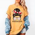 Baseball Mom Leopard Messy Bun Game Day Women's Comfort Colors T-Shirt Mustard
