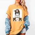 Baseball Mom Women Messy Bun Leopard Mother's Day Women's Comfort Colors T-Shirt Mustard