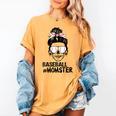 Baseball Momster Messy Bun Skull Mom For Women Halloween Women's Comfort Colors T-Shirt Mustard
