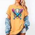 Baseball Player Ice Cream Drip Women's Comfort Colors T-Shirt Mustard Baseball Player Ice Cream Drip Women's Comfort Colors T-Shirt Mustard