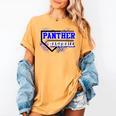 Blue Panther Baseball Home Plate Game Day Mascot Panther Women's Comfort Colors T-Shirt Mustard Blue Panther Baseball Home Plate Game Day Mascot Panther Women's Comfort Colors T-Shirt Mustard