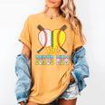 Bonus Mom Of Both Half Baseball Softball Ice Cream Drip Women's Comfort Colors T-Shirt Mustard Bonus Mom Of Both Half Baseball Softball Ice Cream Drip Women's Comfort Colors T-Shirt Mustard