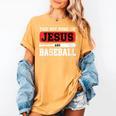 This Boy Runs On Jesus And Baseball Christian Baseball Women's Comfort Colors T-Shirt Mustard This Boy Runs On Jesus And Baseball Christian Baseball Women's Comfort Colors T-Shirt Mustard