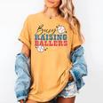Busy Raising Ballers Retro Groovy Baseball Mom Outfit Women's Comfort Colors T-Shirt Mustard Busy Raising Ballers Retro Groovy Baseball Mom Outfit Women's Comfort Colors T-Shirt Mustard