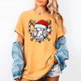 Christmas Baseball Santa Hat For Baseball Players Fans Women's Comfort Colors T-Shirt Mustard