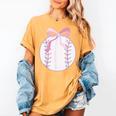 Coquette Baseball Mom Pink Bow Baseball Mama Women's Comfort Colors T-Shirt Mustard Coquette Baseball Mom Pink Bow Baseball Mama Women's Comfort Colors T-Shirt Mustard