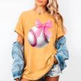 Cute Coquette Baseball Pink Bow Player & Fan Girls Women's Comfort Colors T-Shirt Mustard Cute Coquette Baseball Pink Bow Player & Fan Girls Women's Comfort Colors T-Shirt Mustard