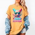 Drip Happens Baseball Ice Cream Bat And Ball With Sunglasses Women's Comfort Colors T-Shirt Mustard