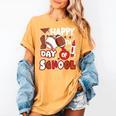 Happy 100 Days Of School Baseball Football PE Teacher Women's Comfort Colors T-Shirt Mustard Happy 100 Days Of School Baseball Football PE Teacher Women's Comfort Colors T-Shirt Mustard