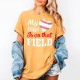 My Heart Is On That Field Baseball Player Baseball Mom Women's Comfort Colors T-Shirt Mustard My Heart Is On That Field Baseball Player Baseball Mom Women's Comfort Colors T-Shirt Mustard