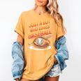 Just A Boy Who Loves Baseball Player Kids Women's Comfort Colors T-Shirt Mustard