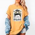 Leopard Messy Bun Mom Mother's Day Baseball Mommy Women's Comfort Colors T-Shirt Mustard
