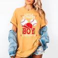 Little Slugger Boy Coming Soon Baby Announcement Baseball Women's Comfort Colors T-Shirt Mustard