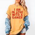 I Am In Love With A Gamer Cute Valentines Day Gamer Couple Raglan Baseball Tee Women's Comfort Colors T-Shirt Mustard