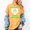 Messy Bun Baseball Mom My Stepchild Works From Home Women's Comfort Colors T-Shirt Mustard