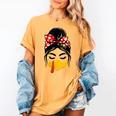 Messy Bun Baseball Mom Turkey Face Matching Thanksgiving Women's Comfort Colors T-Shirt Mustard Messy Bun Baseball Mom Turkey Face Matching Thanksgiving Women's Comfort Colors T-Shirt Mustard