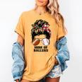Mom Of Ballers Messy Bun Football Mom Baseball Mom Of Both Women's Comfort Colors T-Shirt Mustard Mom Of Ballers Messy Bun Football Mom Baseball Mom Of Both Women's Comfort Colors T-Shirt Mustard