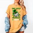 One Lucky Baseball Mom St Patricks Day One Lucky Mom Women Women's Comfort Colors T-Shirt Mustard