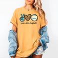 Peace Love Baseball Lover Motif For Women Pink Baseball Mom Women's Comfort Colors T-Shirt Mustard