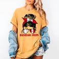 Peru Baseball Mom Messy Bun Women's Comfort Colors T-Shirt Mustard Peru Baseball Mom Messy Bun Women's Comfort Colors T-Shirt Mustard