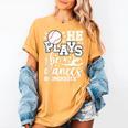 He Plays She Dances Mom Of Both Dancing And Baseball Mom Women's Comfort Colors T-Shirt Mustard He Plays She Dances Mom Of Both Dancing And Baseball Mom Women's Comfort Colors T-Shirt Mustard