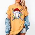 Santa Sports Christmas Baseball Player Women's Comfort Colors T-Shirt Mustard Santa Sports Christmas Baseball Player Women's Comfort Colors T-Shirt Mustard