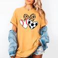 Soccer Baseball Heart Soccer Baseball Mom Women's Comfort Colors T-Shirt Mustard