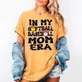 In My Softball Baseball Mom Era Retro Groovy Mom Of Both Women's Comfort Colors T-Shirt Mustard