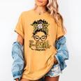 T Ball Mom Messy Bun Leopard Baseball Mom Leopard Women's Comfort Colors T-Shirt Mustard