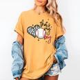 That's My Boy Leopard Heart Baseball Mom Women's Comfort Colors T-Shirt Mustard