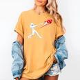 Valentines Day Baseball Batter Silhouette Heart Women's Comfort Colors T-Shirt Mustard