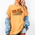 Wolves Baseball Team Baseball Mom Wolf Sports School Spirit Women's Comfort Colors T-Shirt Mustard