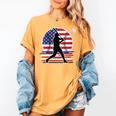 Women's Batter Patriotic American Flag Baseball Silks Women's Comfort Colors T-Shirt Mustard Women's Batter Patriotic American Flag Baseball Silks Women's Comfort Colors T-Shirt Mustard