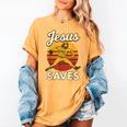 Youth Boy Baseball Jesus Saves Christian Baseball Religious Women's Comfort Colors T-Shirt Mustard