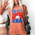 In My Baseball Mom Era Groovy Baseball Mother's Day US Flag Women's Comfort Colors T-Shirt Yam