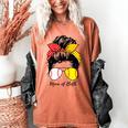 Baseball Mom Softball Mom Of Both Messy Bun Mother's Day Women's Comfort Colors T-Shirt Yam