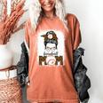 Baseball Mom Women Messy Bun Leopard Mother's Day Women's Comfort Colors T-Shirt Yam