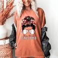 Busy Raising Ballers Messy Bun Funny Baseball Mom Women's Comfort Colors T-Shirt Yam