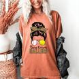 Busy Raising Ballers Tennis Baseball Mom Messy Bun Leopard Women's Comfort Colors T-Shirt Yam