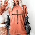 Cross Baseball Bats Christian Faith Sports Coach Pitcher Women's Comfort Colors T-Shirt Yam Cross Baseball Bats Christian Faith Sports Coach Pitcher Women's Comfort Colors T-Shirt Yam