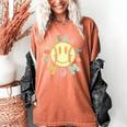 Groovy Retro Floral Happy Smiling Face Baseball Mom Women's Comfort Colors T-Shirt Yam