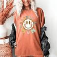 Happy Baseball Mom Groovy Retro Floral Smiling Face Women's Comfort Colors T-Shirt Yam Happy Baseball Mom Groovy Retro Floral Smiling Face Women's Comfort Colors T-Shirt Yam