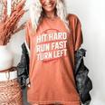 Hit Hard Run Fast Turn Left Baseball Fan Red Graphic Women's Comfort Colors T-Shirt Yam Hit Hard Run Fast Turn Left Baseball Fan Red Graphic Women's Comfort Colors T-Shirt Yam