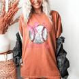 Mama Biggest Fan Coquette Bow Baseball Mom Fan Mother's Day Women's Comfort Colors T-Shirt Yam