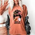 Mom Of Ballers Messy Bun Football Mom Baseball Mom Of Both Women's Comfort Colors T-Shirt Yam Mom Of Ballers Messy Bun Football Mom Baseball Mom Of Both Women's Comfort Colors T-Shirt Yam