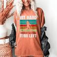Retro Hit Hard Run Fast Turn Left Baseball Lover Women's Comfort Colors T-Shirt Yam