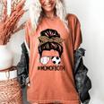 Soccer Baseball Mom Of Both Messy Bun Leopard Mother's Day Women's Comfort Colors T-Shirt Yam