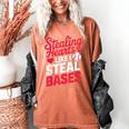 Stealing Hearts Like I Steal Bases Cute Baseball Valentine Women's Comfort Colors T-Shirt Yam Stealing Hearts Like I Steal Bases Cute Baseball Valentine Women's Comfort Colors T-Shirt Yam
